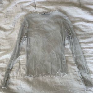 Brandy Melville white sheer glittery top